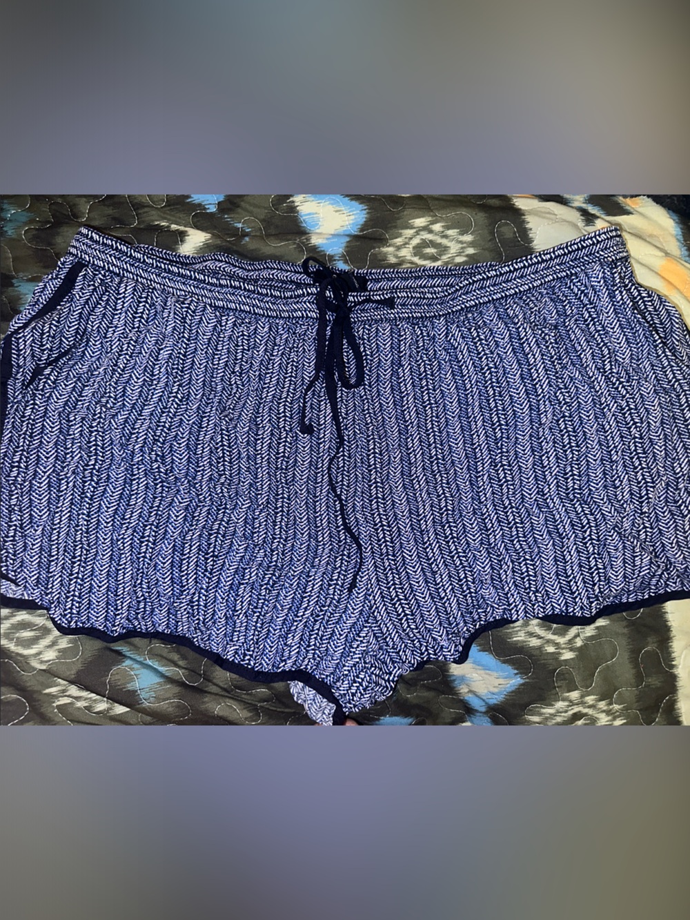 GAP Women's Navy Patterned Drawstring PJ Shorts